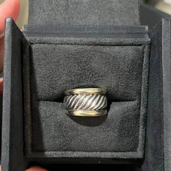 David Yurman Two-Tone Cable Cigar Band Ring – Sterling Silver & 14K Gold, Size 7 - Picture 13 of 13